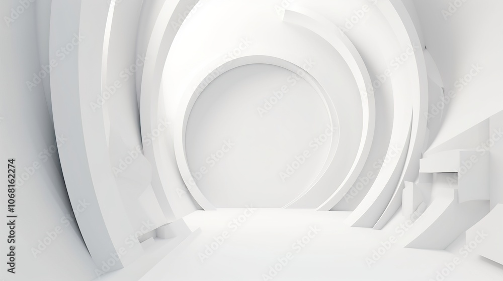 Fototapeta premium Abstract White Interior with Curved Elements