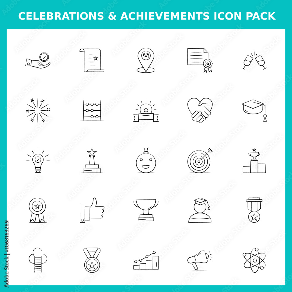 Celebration and Achievement Handwritten Icons for Website and Graphic Templates Celebration and Achievement Handwritten Icons for Website and Graphic Templates