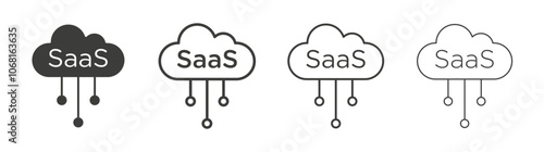 SaaS icon set vector in black and white colors