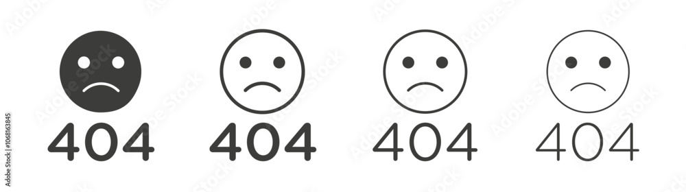 Fototapeta premium 404 Error icon set vector in black and white colors
