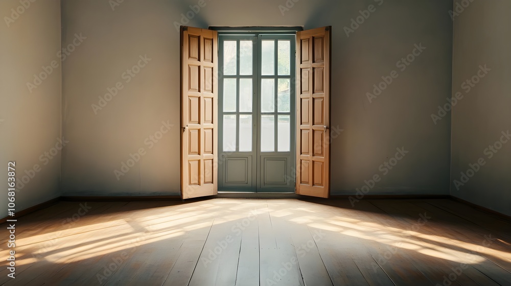 Obraz premium Sunlight Through Wooden Door