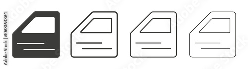 car door icon set vector in black and white colors