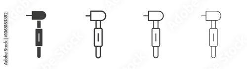 Dental drill icon set vector in black and white colors