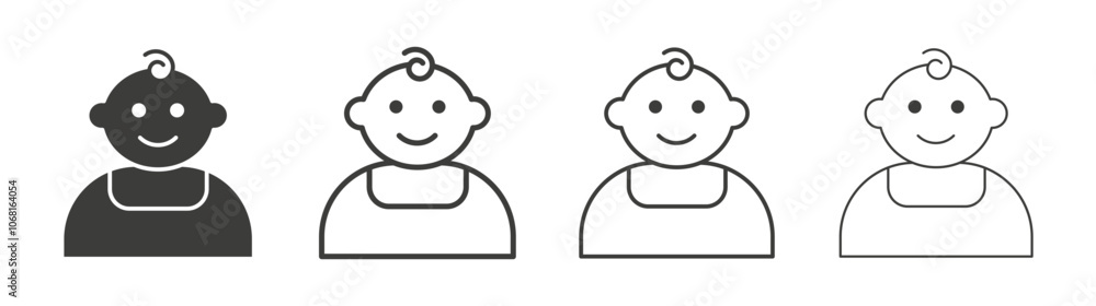 Baby boy icon set vector in black and white colors Baby boy icon set vector in black and white colors