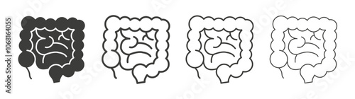 Gut icon set vector in black and white colors