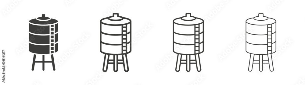 Water tank icon set vector in black and white colors Water tank icon set vector in black and white colors