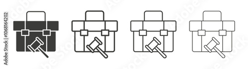 Employment law icon set vector in black and white colors