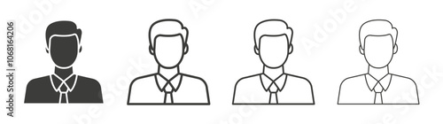 Businessman icon set vector in black and white colors