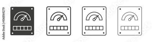 Meter icon set vector in black and white colors