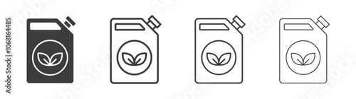 Biofuel canister icon set vector in black and white colors