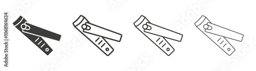 Nail clippers icon set vector in black and white colors