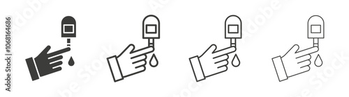 Blood sugar test icon set vector in black and white colors