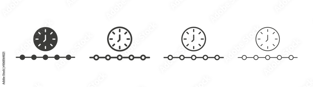Timeline icon set vector in black and white colors Timeline icon set vector in black and white colors
