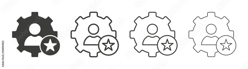 Employee skills icon set vector in black and white colors Employee skills icon set vector in black and white colors