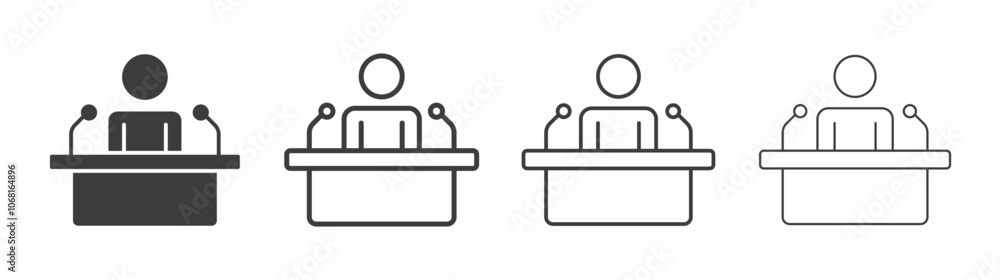Politician speaker icon set vector in black and white colors Politician speaker icon set vector in black and white colors