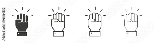 Will power icon set vector in black and white colors