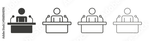 Politician speaker icon set vector in black and white colors