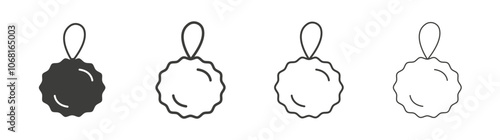 Shower sponge ball icon set vector in black and white colors