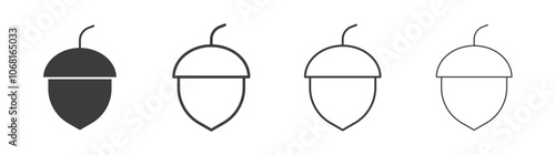Hazelnut icon set vector in black and white colors
