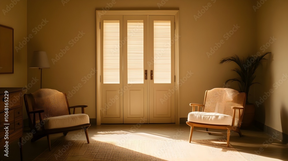 Fototapeta premium Minimalist Living Room with Sunlight