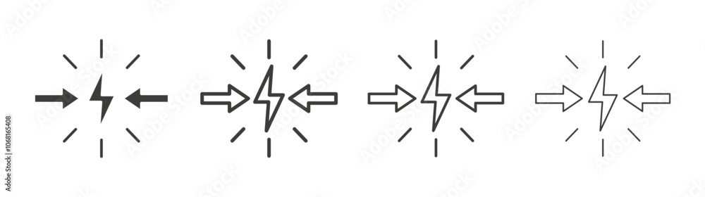 Conflict icon set vector in black and white colors Conflict icon set vector in black and white colors