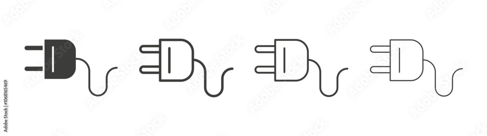 Electrical plug icon set vector in black and white colors Electrical plug icon set vector in black and white colors