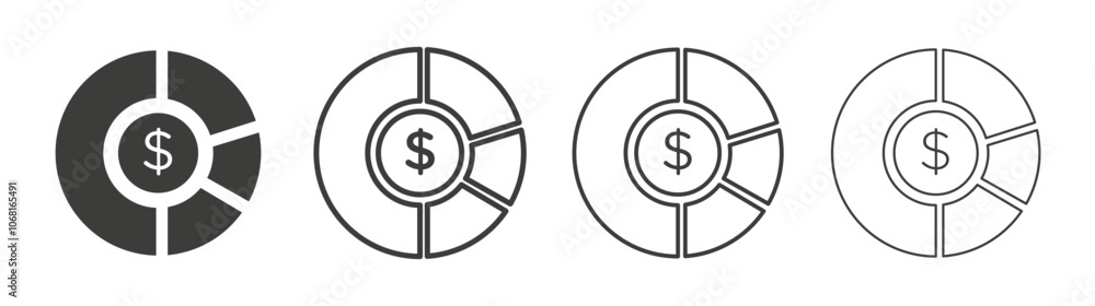 Asset allocation icon set vector in black and white colors Asset allocation icon set vector in black and white colors