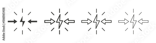 Conflict icon set vector in black and white colors