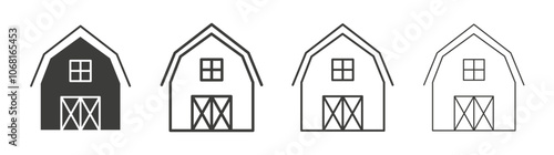 Barn icon set vector in black and white colors