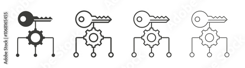 Key factor icon set vector in black and white colors