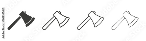 Hatchet icon set vector in black and white colors