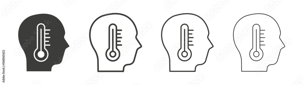 Fever icon set vector in black and white colors Fever icon set vector in black and white colors