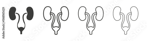 Urology icon set vector in black and white colors