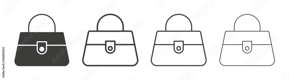 Handbag icon set vector in black and white colors Handbag icon set vector in black and white colors