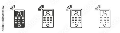 Intercom icon set vector in black and white colors