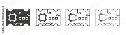 PCB icon set vector in black and white colors