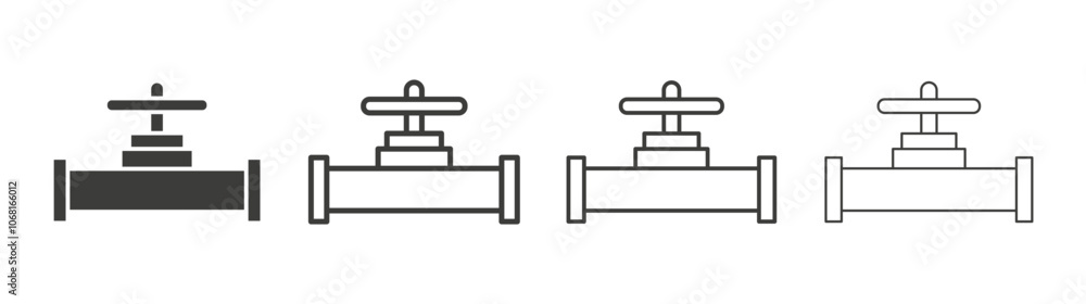 Pipe valve icon set vector in black and white colors Pipe valve icon set vector in black and white colors