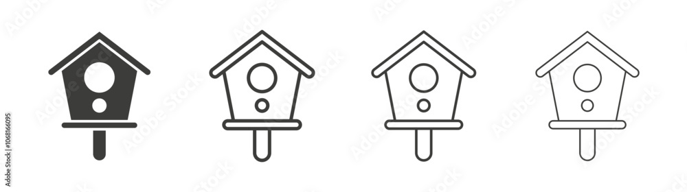 Bird house icon set vector in black and white colors Bird house icon set vector in black and white colors