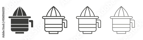 Juicer squeezer icon set vector in black and white colors
