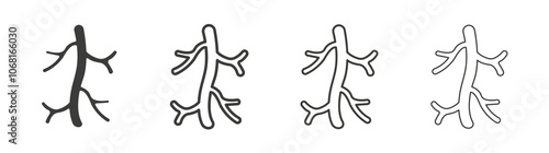 Human artery icon set vector in black and white colors