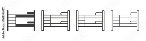 Bunk bed icon set vector in black and white colors