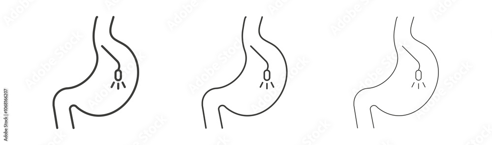 Endoscopy icon set vector in black and white colors Endoscopy icon set vector in black and white colors