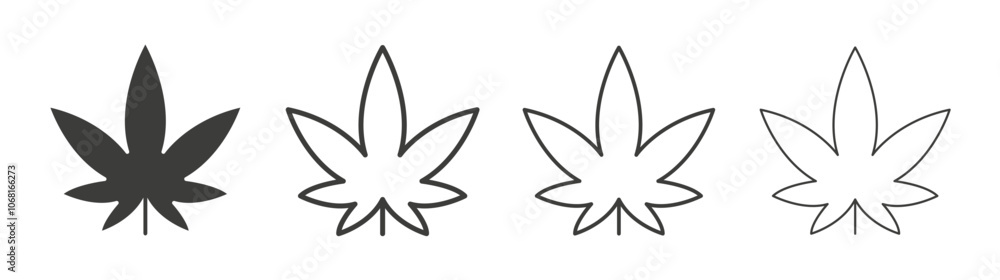 Weed icon set vector in black and white colors Weed icon set vector in black and white colors