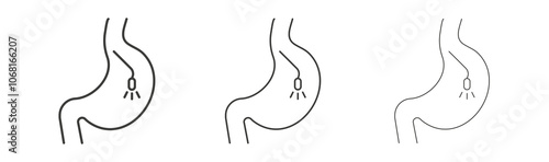 Endoscopy icon set vector in black and white colors