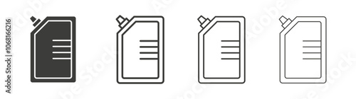 Doy pack pouch icon set vector in black and white colors