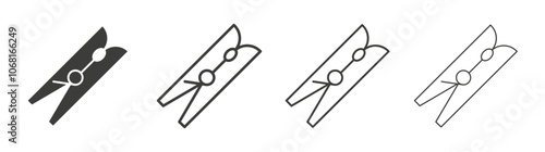 Peg icon set vector in black and white colors