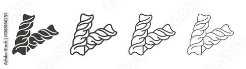 Pasta icon set vector in black and white colors