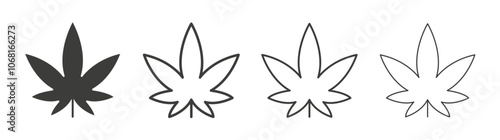 Weed icon set vector in black and white colors