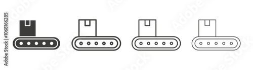 Conveyor belt icon set vector in black and white colors