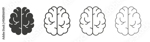 Human brain icon set vector in black and white colors